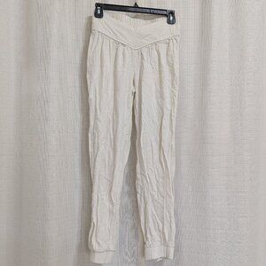 Ban Jara Women's Linen Boho Pants Size S Beige Elastic Waist